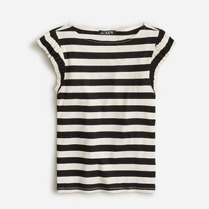 NWT J Crew Vintage rib ruffle boatneck tank top in stripe.